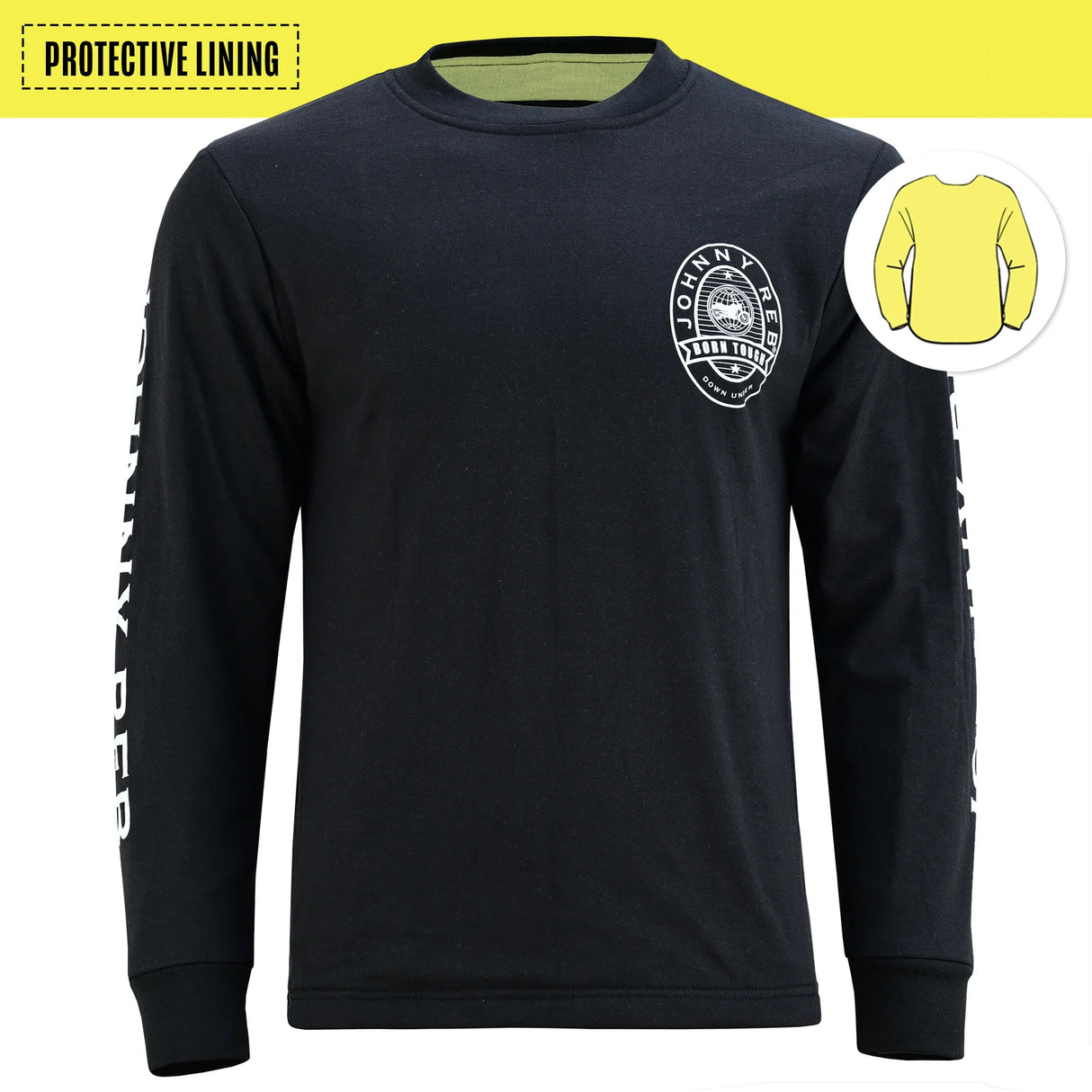 Johnny Reb Men's 'Johnny Reb' Protective Long Sleeve T-Shirt - Black/White