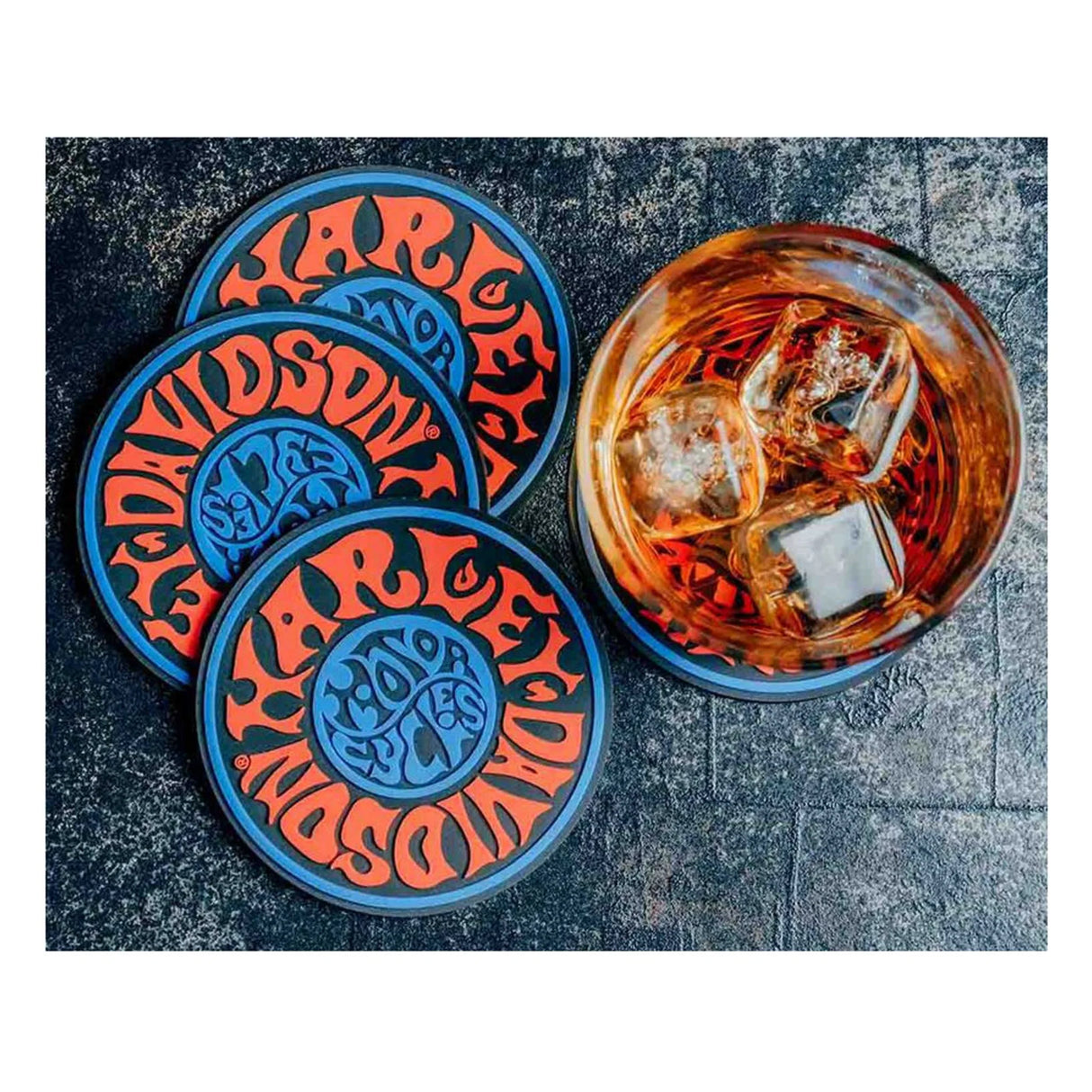 Harley-Davidson 1970s Psychedelic Coaster Set