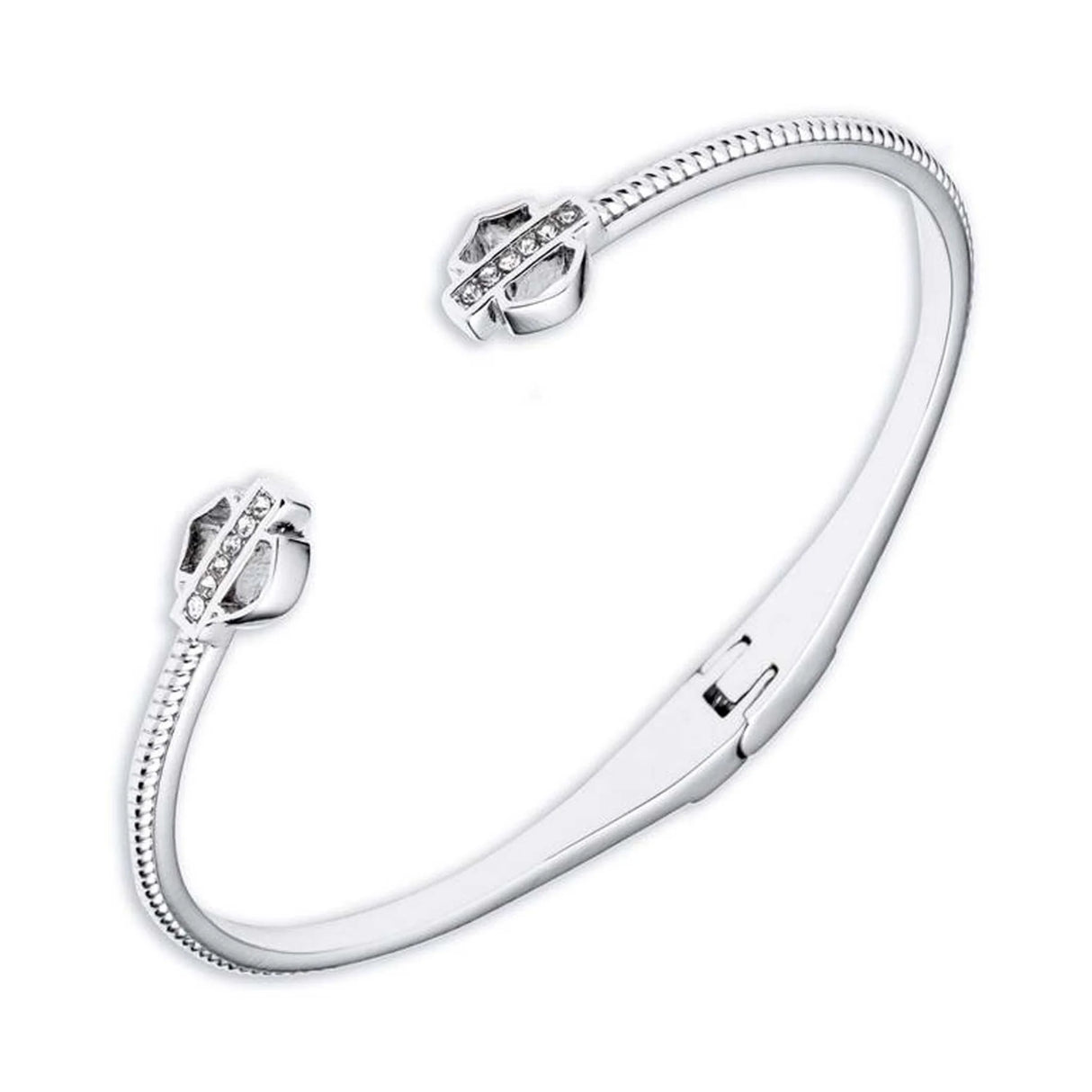 Harley-Davidson Women's B&S Logo Hinged Bracelet - Stainless Steel