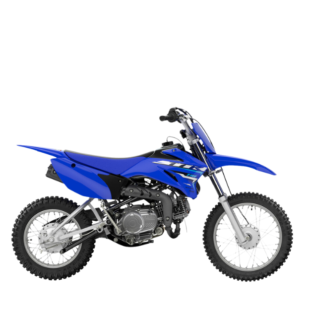 Blue dirt bike on a white background