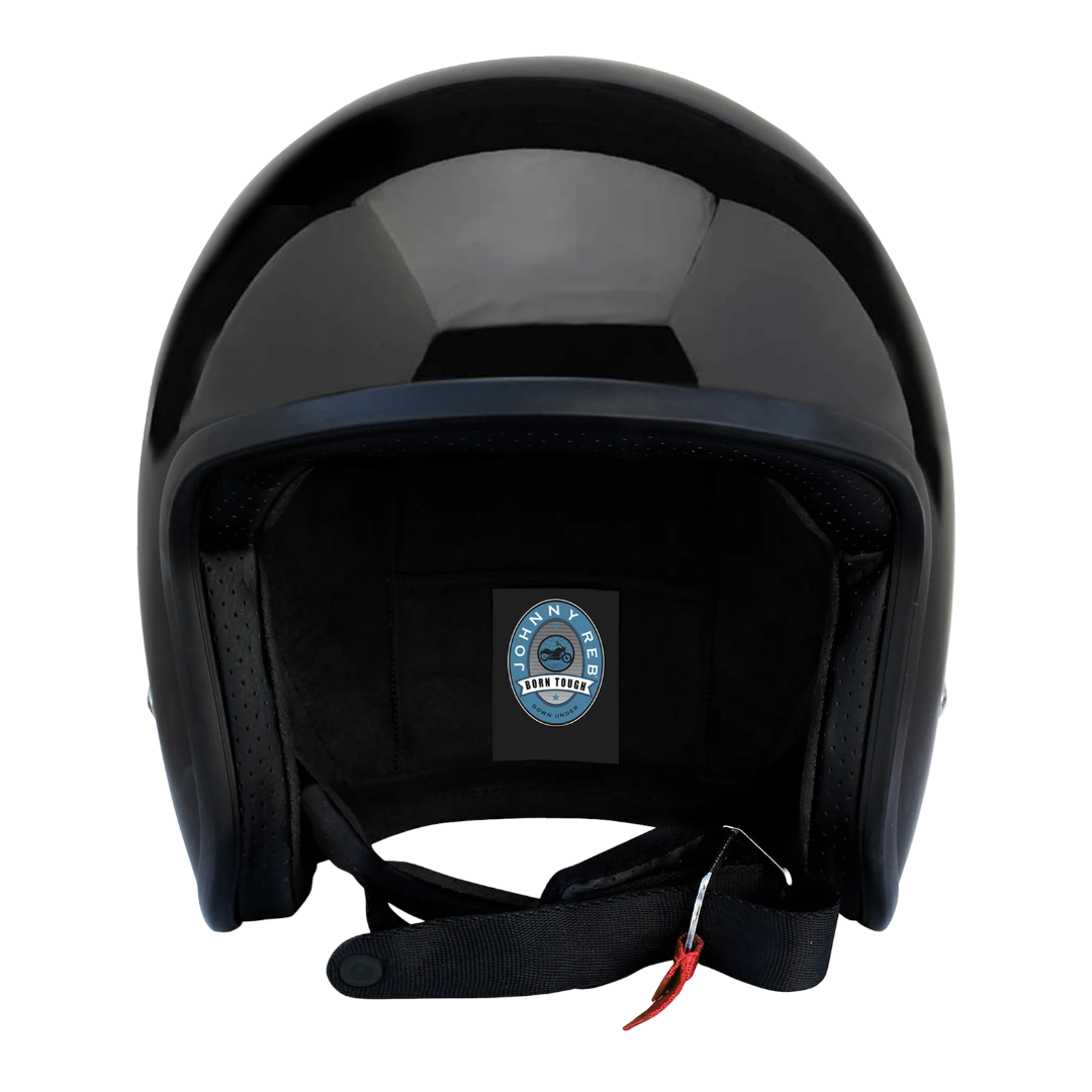 Johnny Reb Burke Open Face Helmet - Gloss Black/Black Lining
