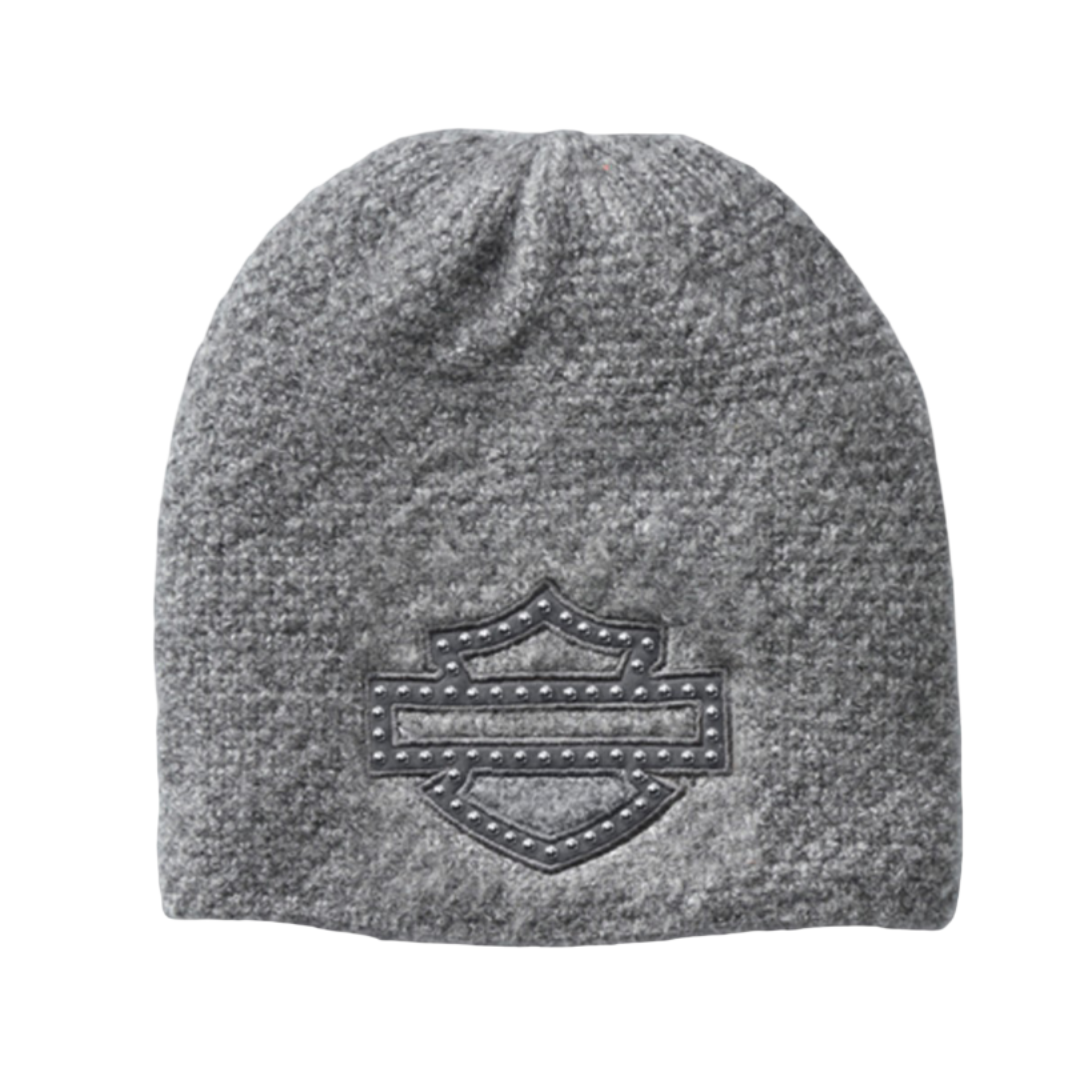 Harley-Davidson Women's Stud Bar & Shield Beanie Hat - Grey