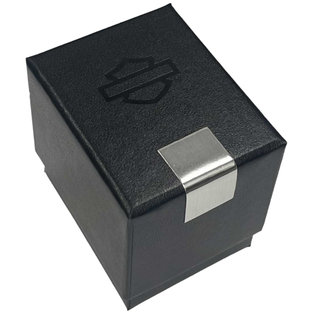 Harley-Davidson Men's Bar & Shield Raised Flame Band Ring, Stainless Steel