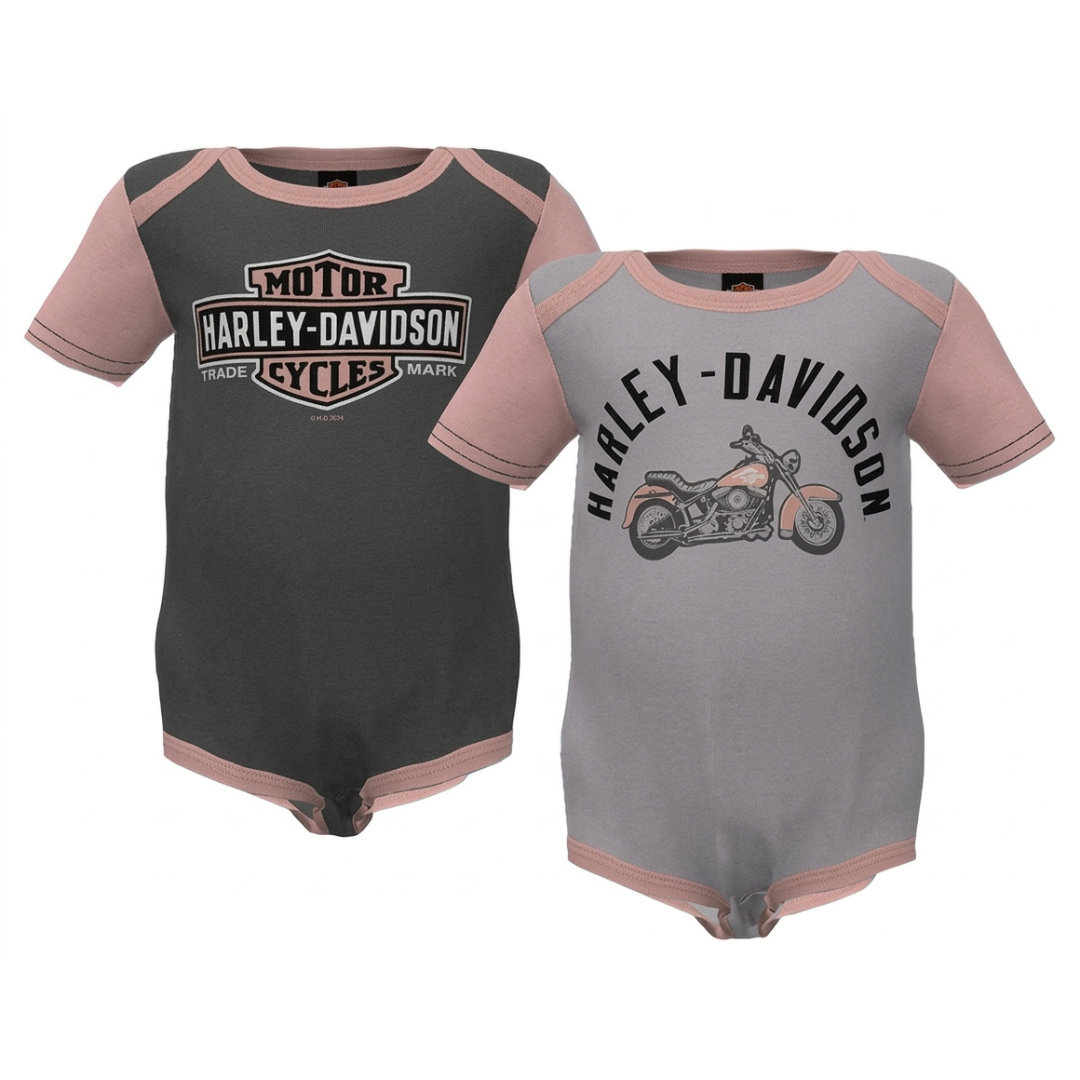 Harley-Davidson Baby Girl 2Pk Motorcycle Bodysuit