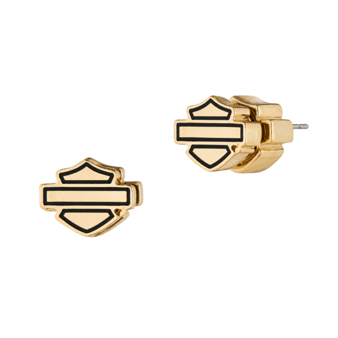 Harley-Davidson Women's 8MM Bar & Shield Stainless Steel Stud Earrings - Gold