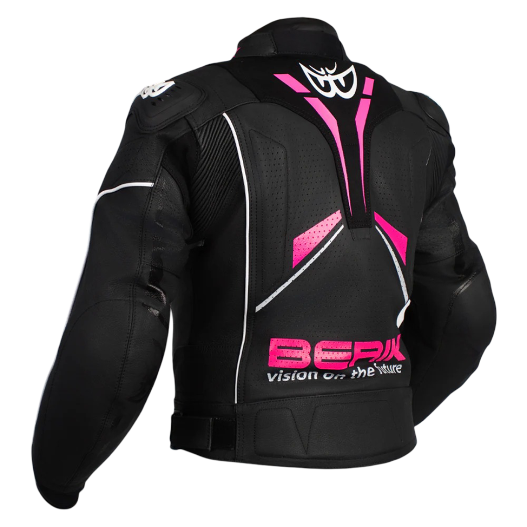 Berik Women's Valentina Leather Jacket - Black/Pink