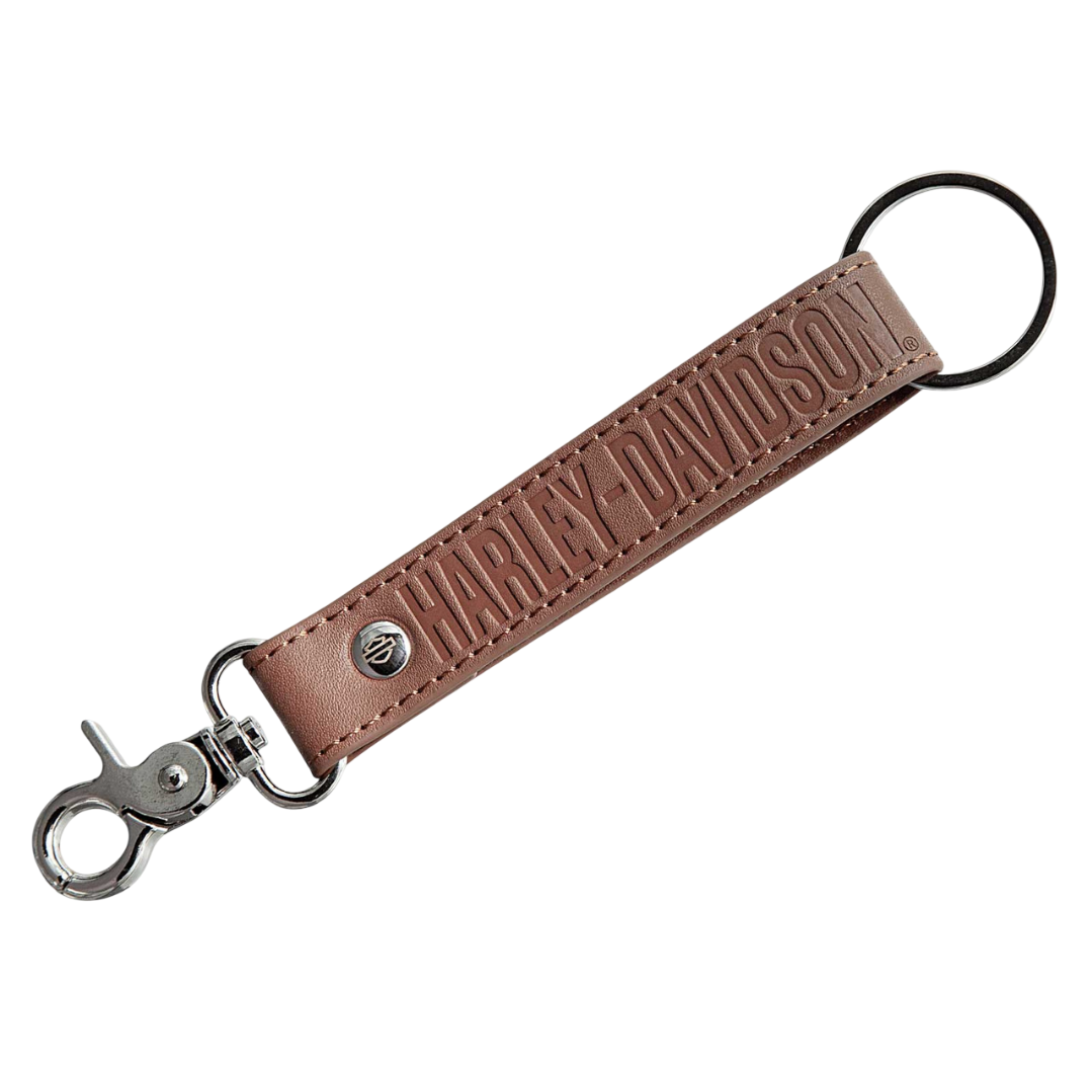 Harley-Davidson - Bar & Shield Logo H-D Text Vinyl Strap Key Chain - Brown