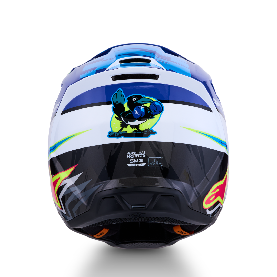 Alpinestars Falcon Youth Helmet Blue/White/Black/Pink Fluo/Yellow Fluo Glossy
