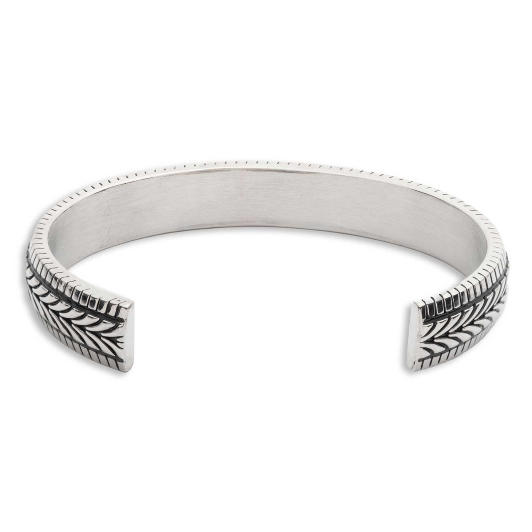 Harley-Davidson Men's 9 -Inch Tire Tread Stainless Steel Cuff Bracelet - Silver