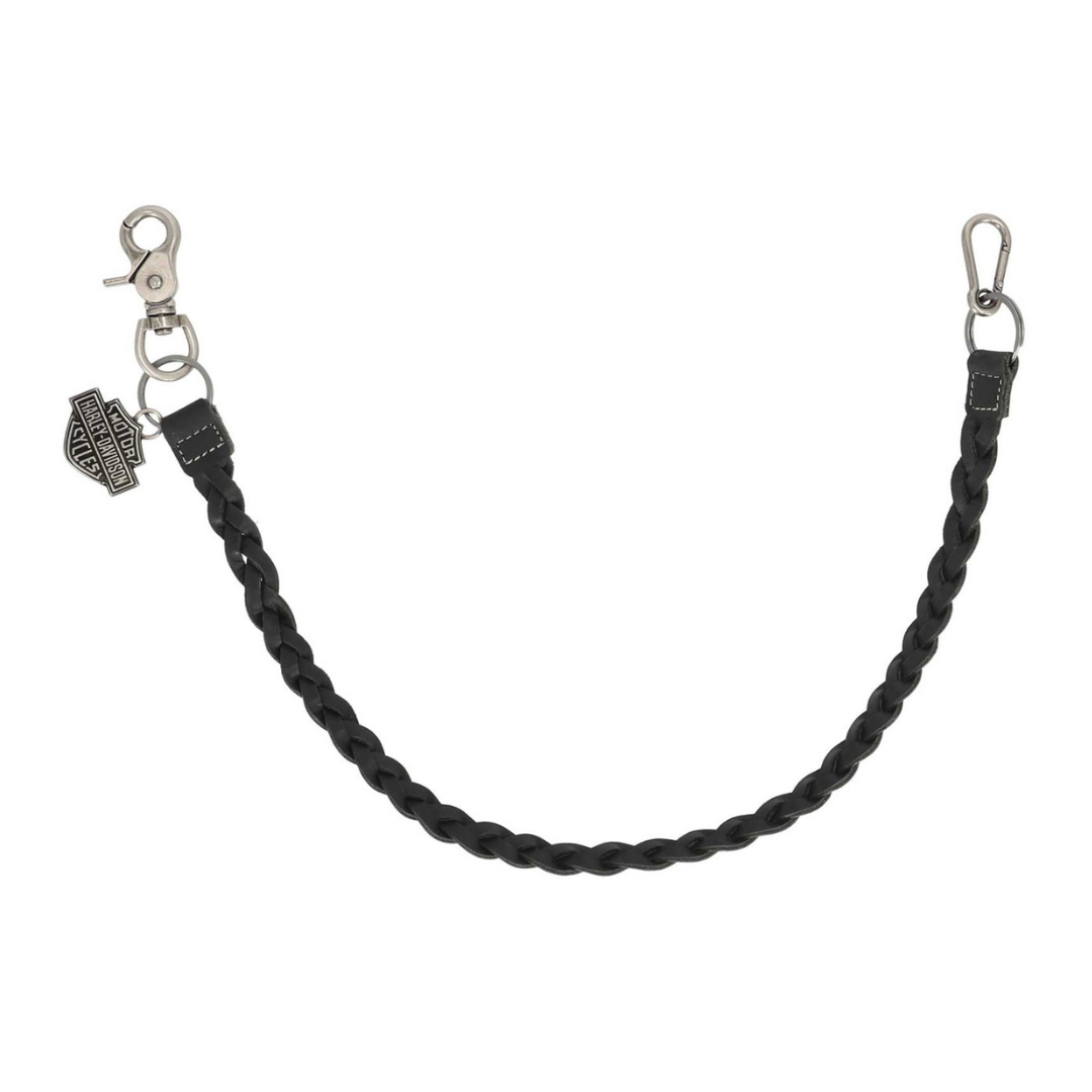 Harley-Davidson Men's Bar & Shield Braided Leather Wallet Chain - Black