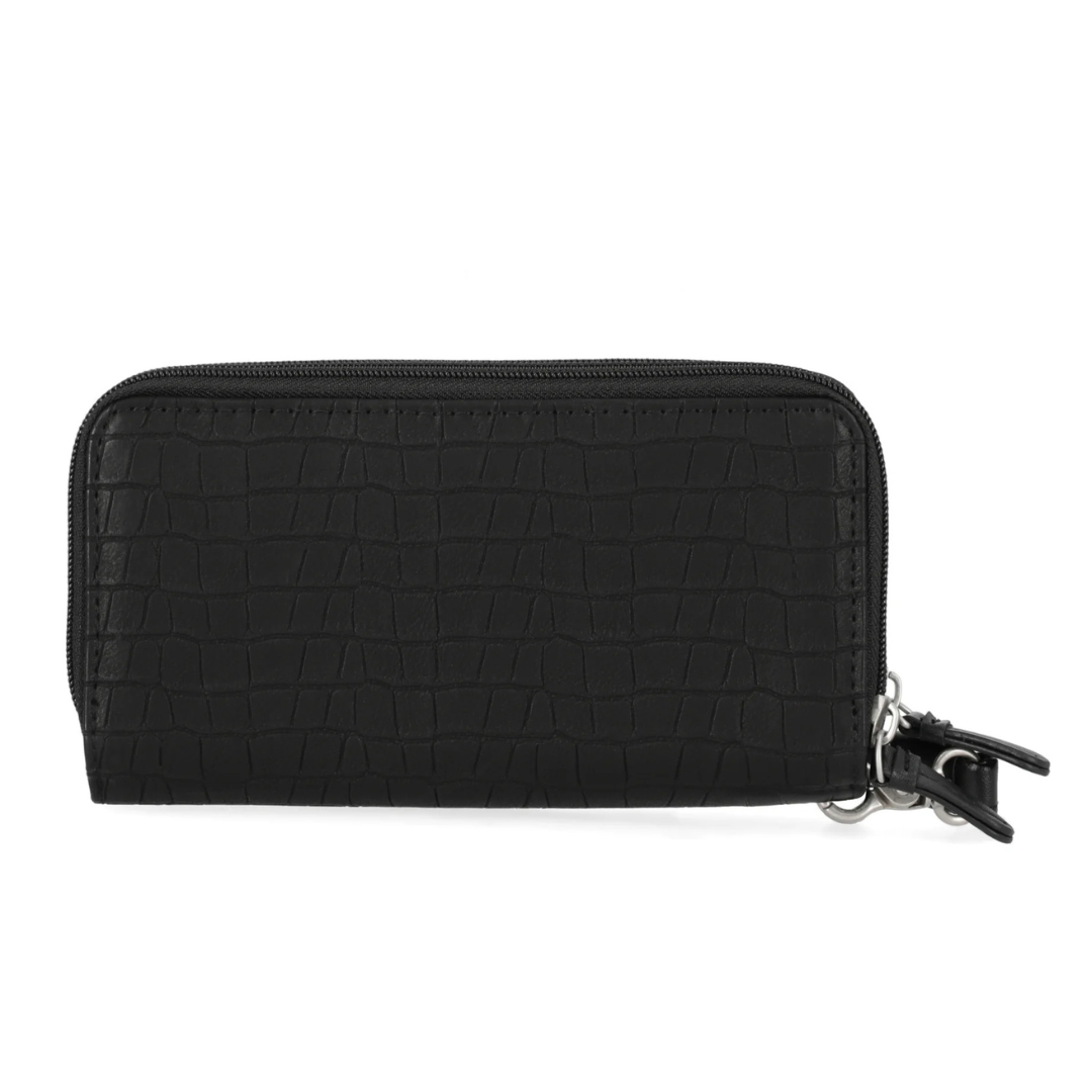 Harley-Davidson Women's Metal Bar & Shield Croco Zip Around w/ Wristlet - Black