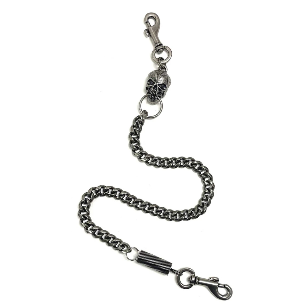 Harley-Davidson Men's Skull & Spring 24 inch Wallet Chain, Antique Nickel Finish