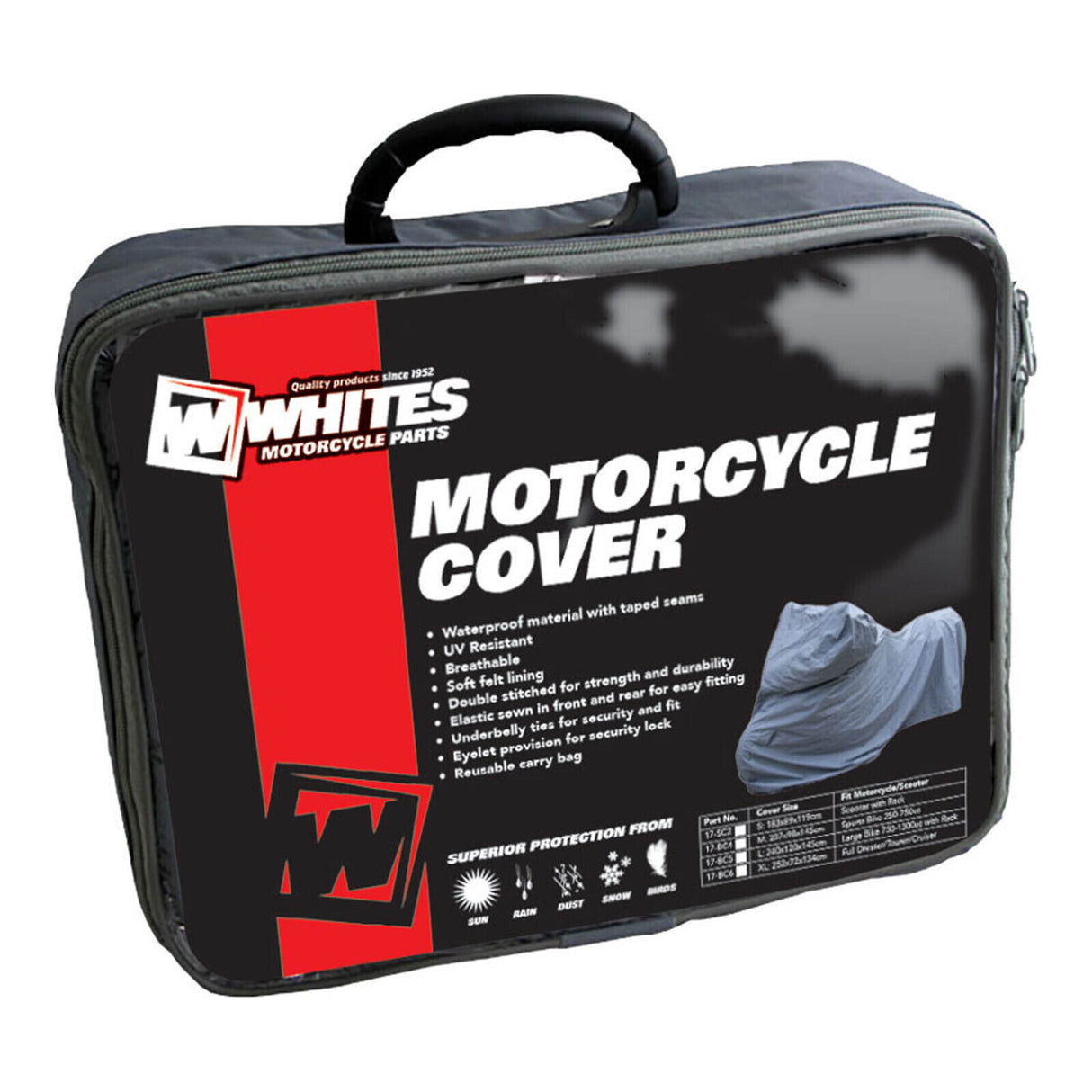 WMP PREMIUM BIKE COVER - LGE 750-1300CC/ RACK