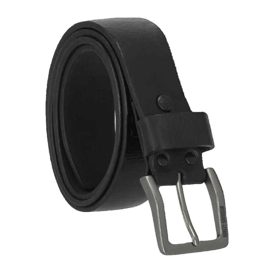 Harley-Davidson Men's Embossed H-D Logo Genuine Leather Belt - Black