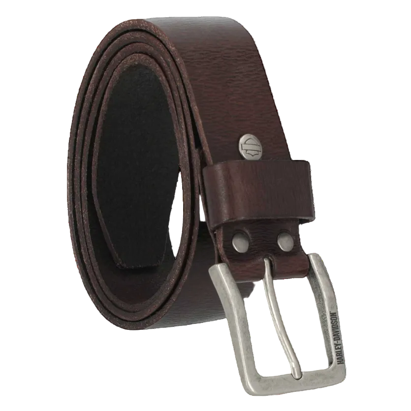 Harley-Davidson Men's Embossed H-D Logo Genuine Leather Belt - Brown