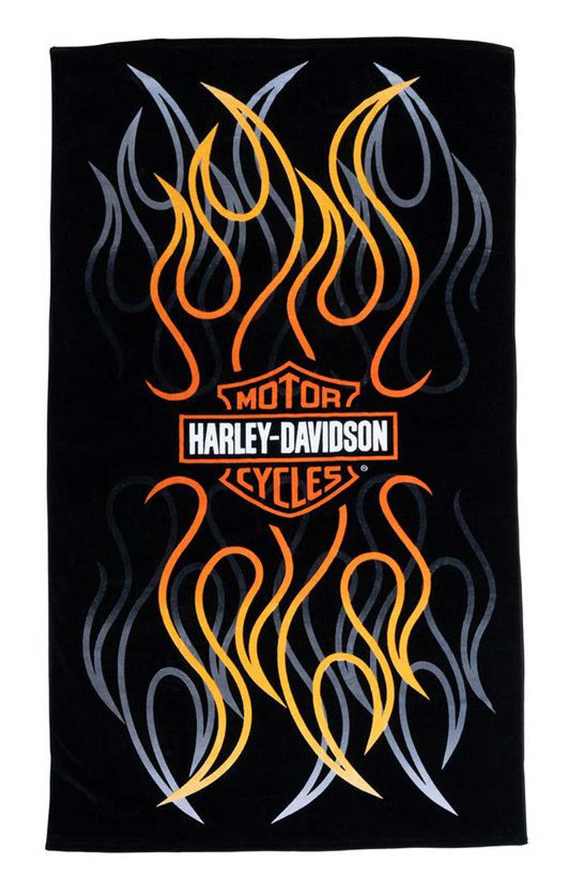 Harley-Davidson B&S Flames Beach Towel