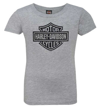 Harley-Davidson Little Girls Glitter B&S Short Sleeve Tee