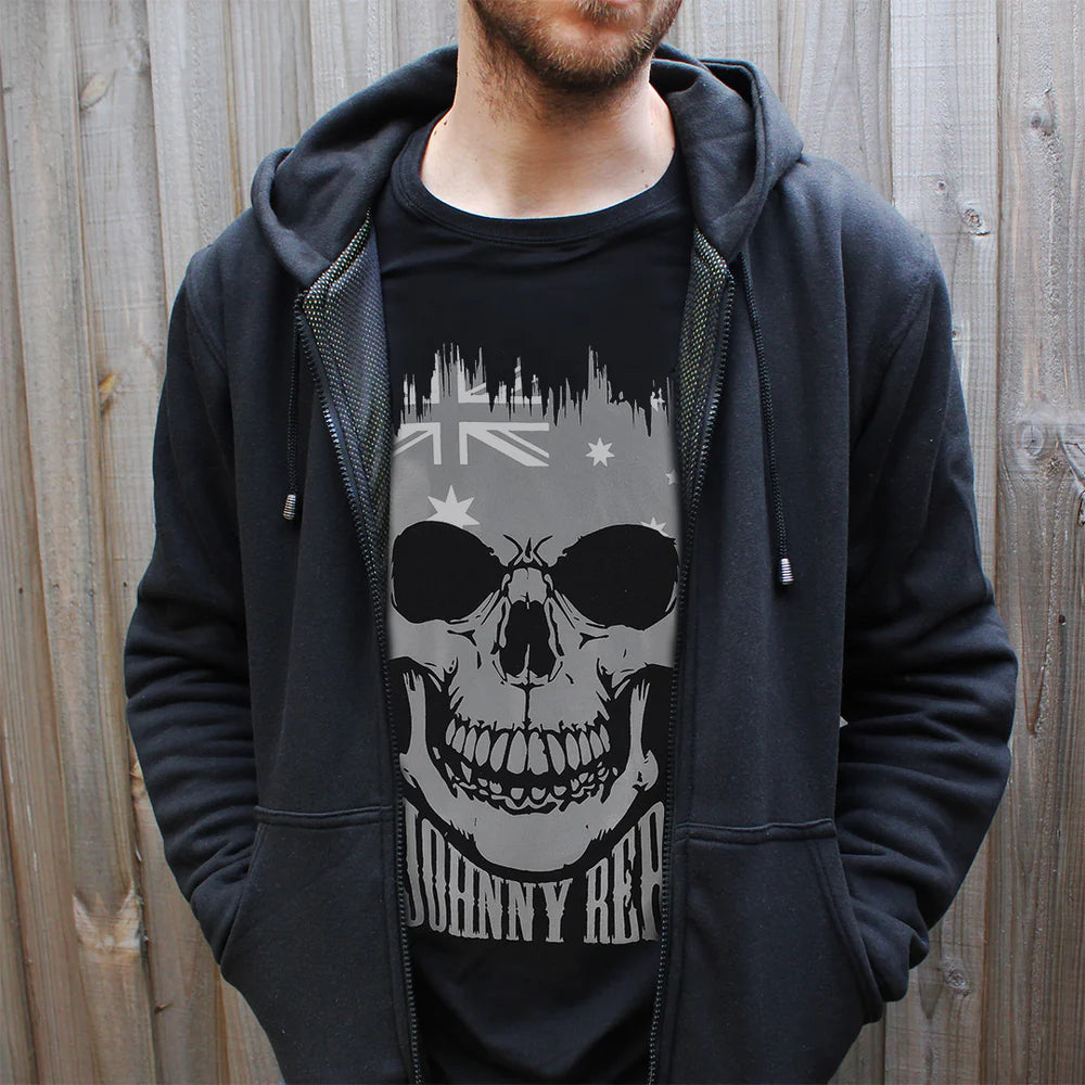 Johnny Reb Men's Aussie Skull T-Shirt - Black