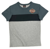 Harley-Davidson Little Boys' B&S Colorblocked Short Sleeve Ringer Tee - Gray