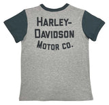 Harley-Davidson Little Boys' B&S Colorblocked Short Sleeve Ringer Tee - Gray