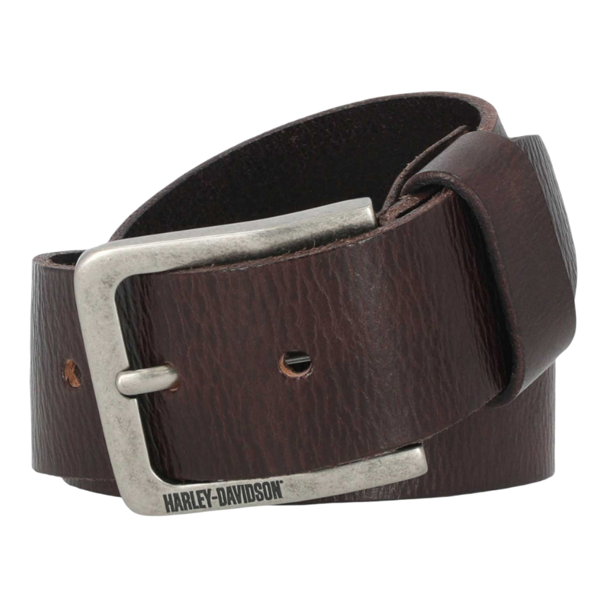Harley-Davidson Men's Embossed H-D Logo Genuine Leather Belt -  Brown