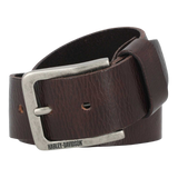 Harley-Davidson Men's Embossed H-D Logo Genuine Leather Belt -  Brown