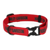 Harley-Davidson Cotton Webbing H-D Text Adjustable Pet Collar – Red/Black