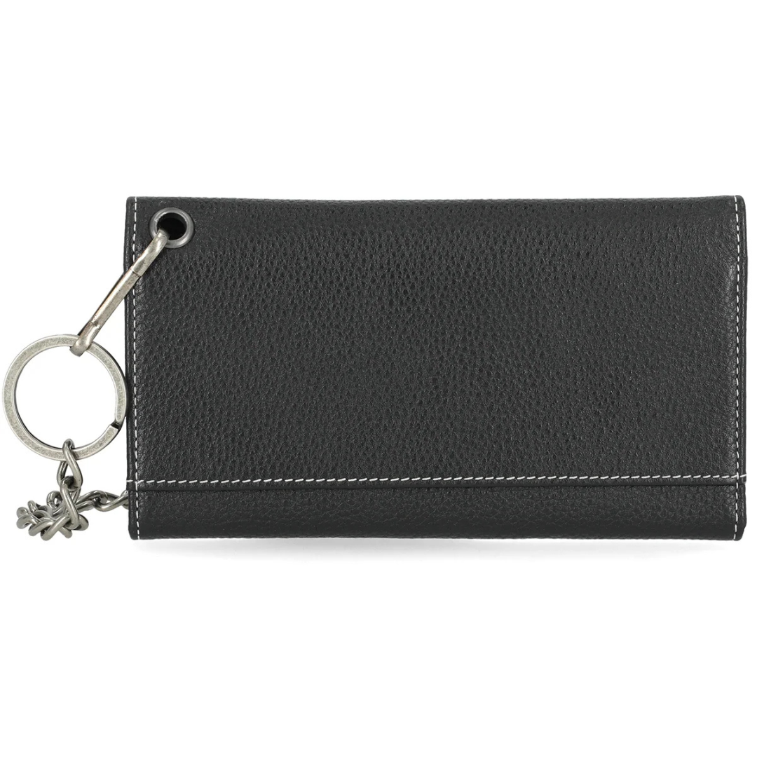 Harley-Davidson Men's Bar & Shield Embroidered Leather Trucker Wallet w/Chain - Black