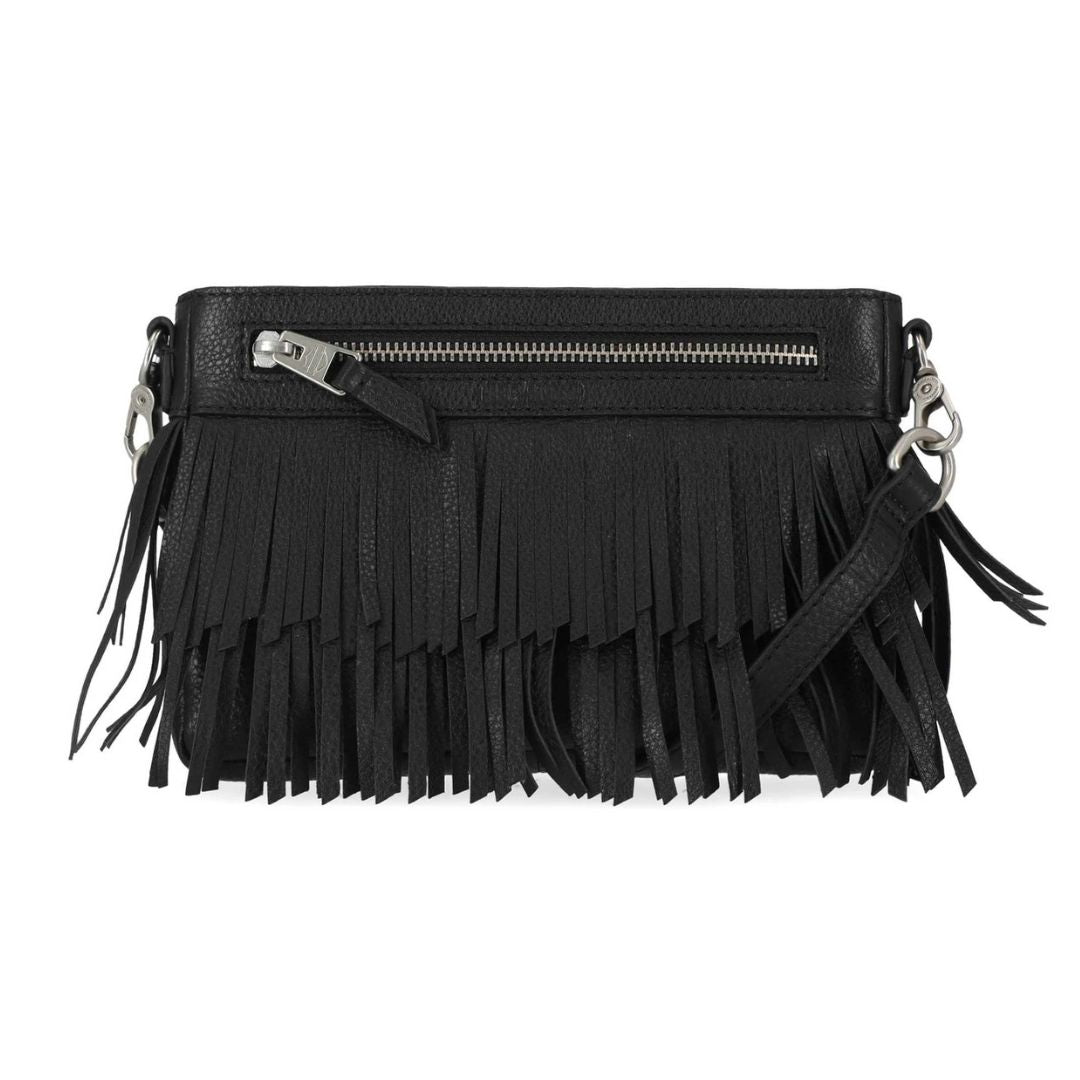 Harley-Davidson Women's Festival Fringe Zippered Leather Hip Bag - Black