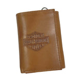 Harley-Davidson Men's Traditional B&S Tri-Fold Genuine Leather Wallet - Natural