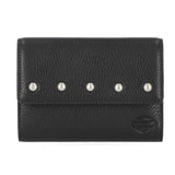 Harley-Davidson Women's Pebble Leather Bar & Shield Billfold Wallet - Black