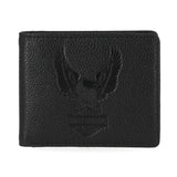Harley-Davidson Men's Pebble Leather Classic Eagle Billfold Wallet - Black