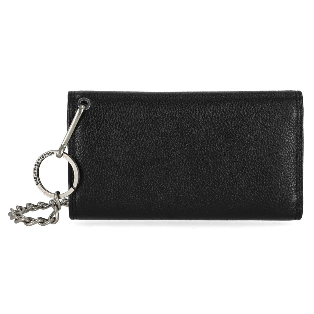 Harley-Davidson Men's Open B&S Trucker Biker Chain Leather Wallet - Black