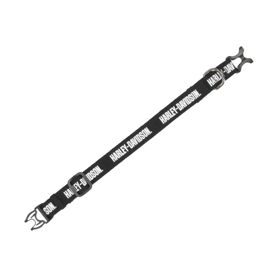 Harley-Davidson Cotton Webbing H-D Text Adjustable Pet Collar – Black/White