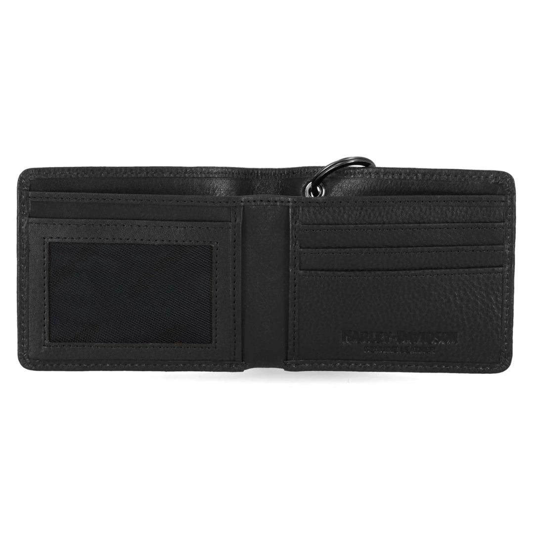 Harley-Davidson Men's Embossed Eagle Billfold Chain RFID Wallet- Black