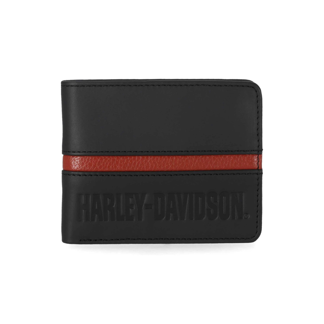 Harley-Davidson® Men's H-D Center Block Passcase Bi-Fold Leather Wallet - Black