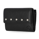 Harley-Davidson Women's Pebble Leather Bar & Shield Billfold Wallet - Black