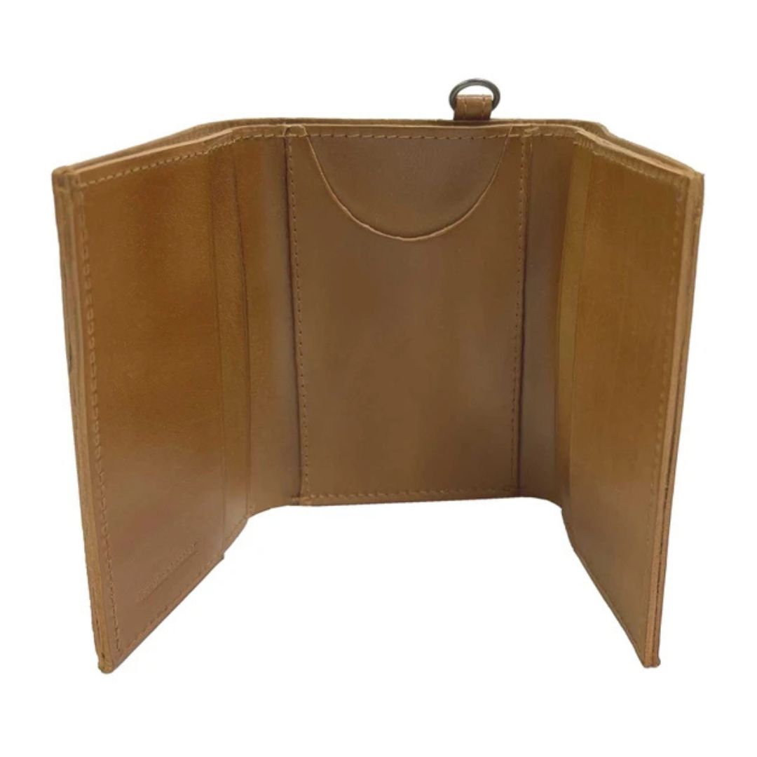 Harley-Davidson Men's Traditional B&S Tri-Fold Genuine Leather Wallet - Natural