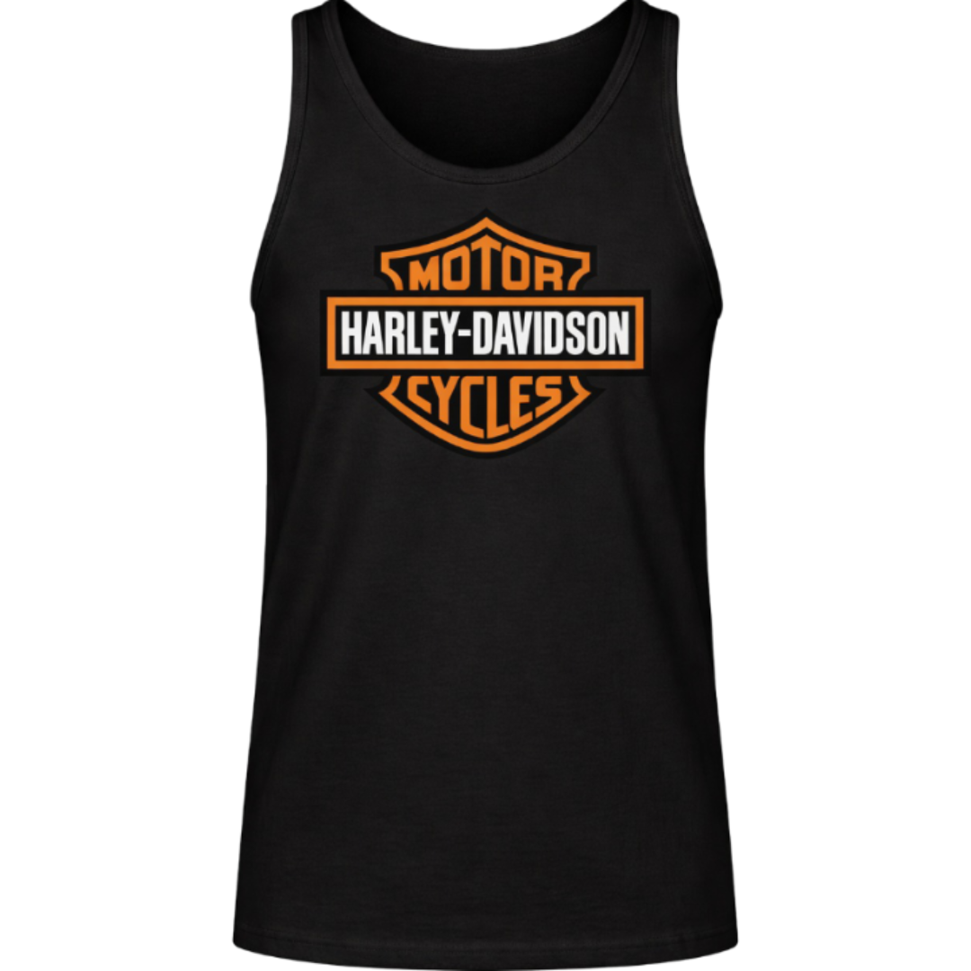 Black tank top with Harley-Davidson logo on a white background