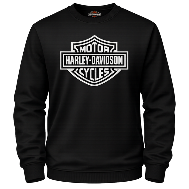 Black Harley-Davidson sweatshirt with logo on a white background