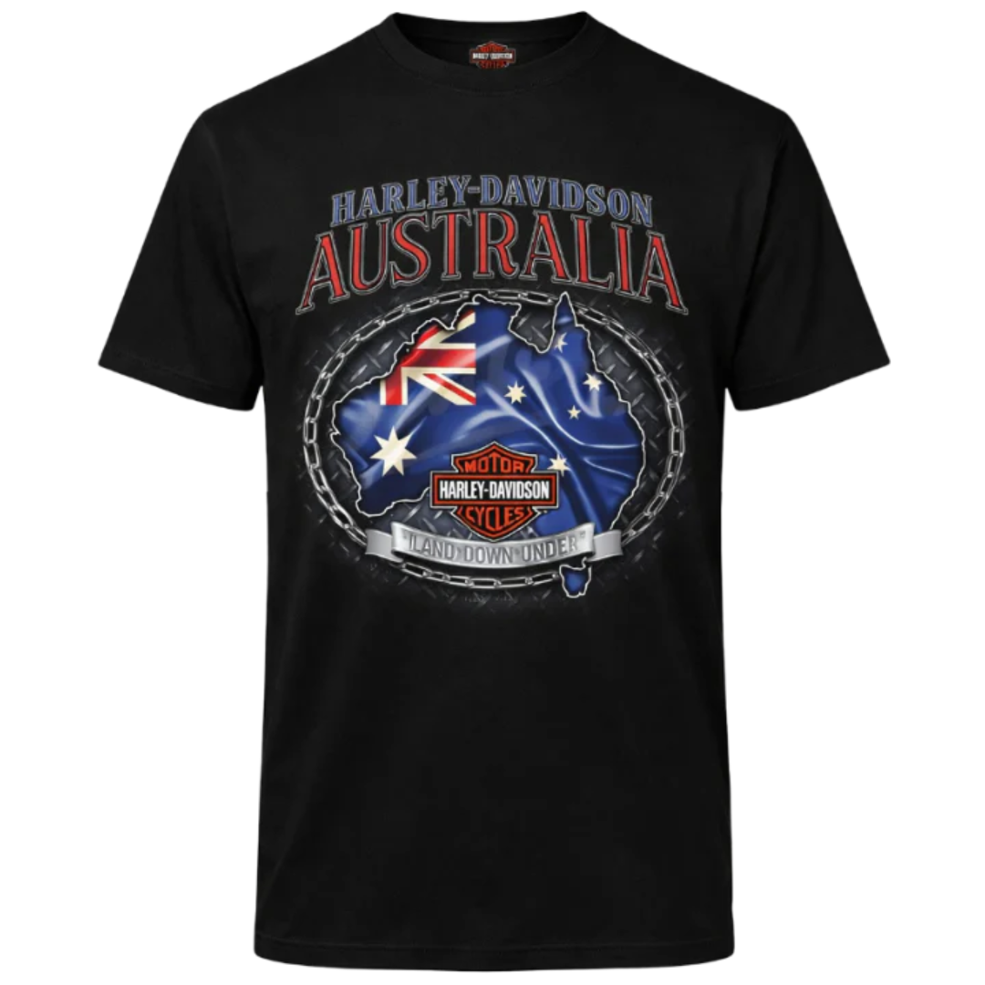 V-Twins x Harley-Davidson Men's Chain Flag T-Shirt - Black