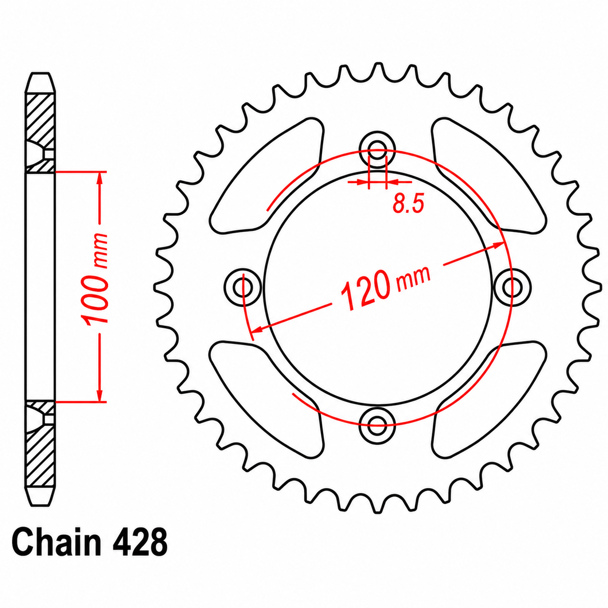 Rear Sprocket - Steel 46T 428P