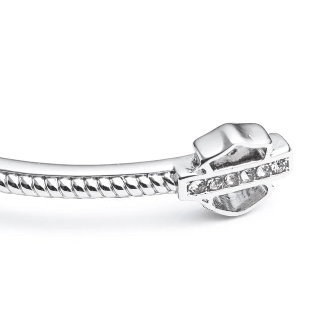 Harley-Davidson Women's B&S Logo Hinged Bracelet - Stainless Steel
