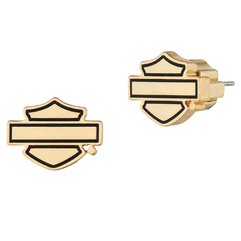Harley-Davidson Women's 11mm Bar & Shield Earrings  - Gold