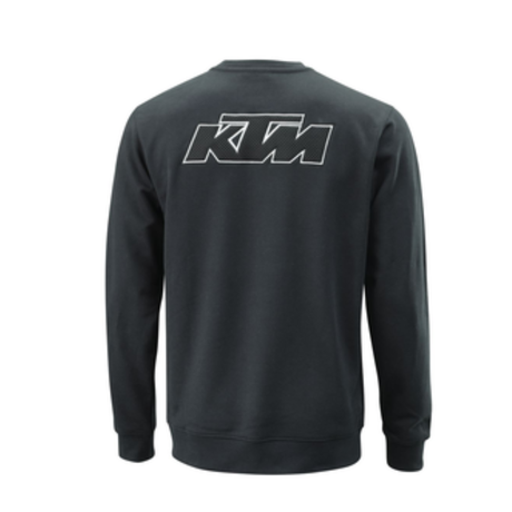 Black sweatshirt with KTM logo on the back against a white background