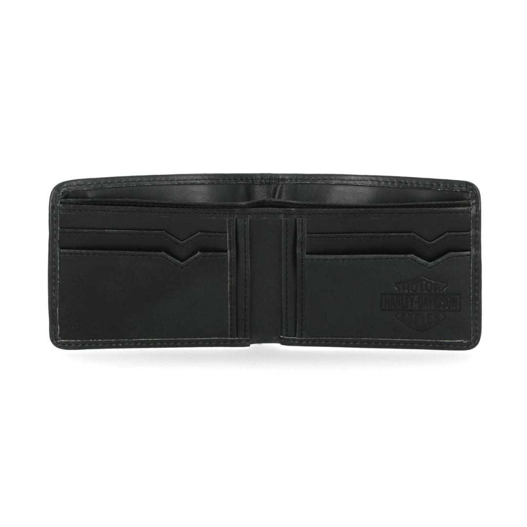 Harley-Davidson Men's Billfold Canvas & Leather Wallet - Black