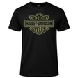 Black t-shirt with Harley-Davidson logo on a white background