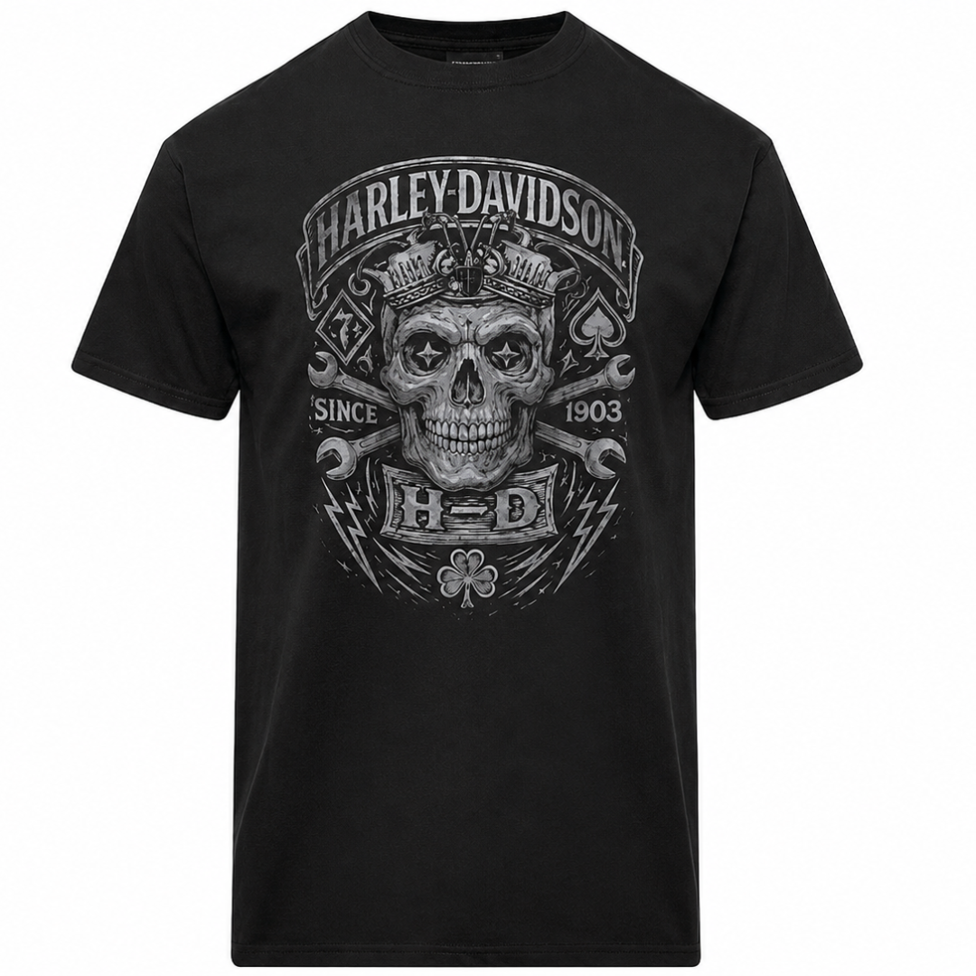 V-Twins x Harley-Davidson Men's Engraved T-Shirt - Black