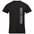 Black t-shirt with white 'Harley Davidson' logo on a white background