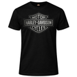 Black t-shirt with Harley-Davidson logo on a white background